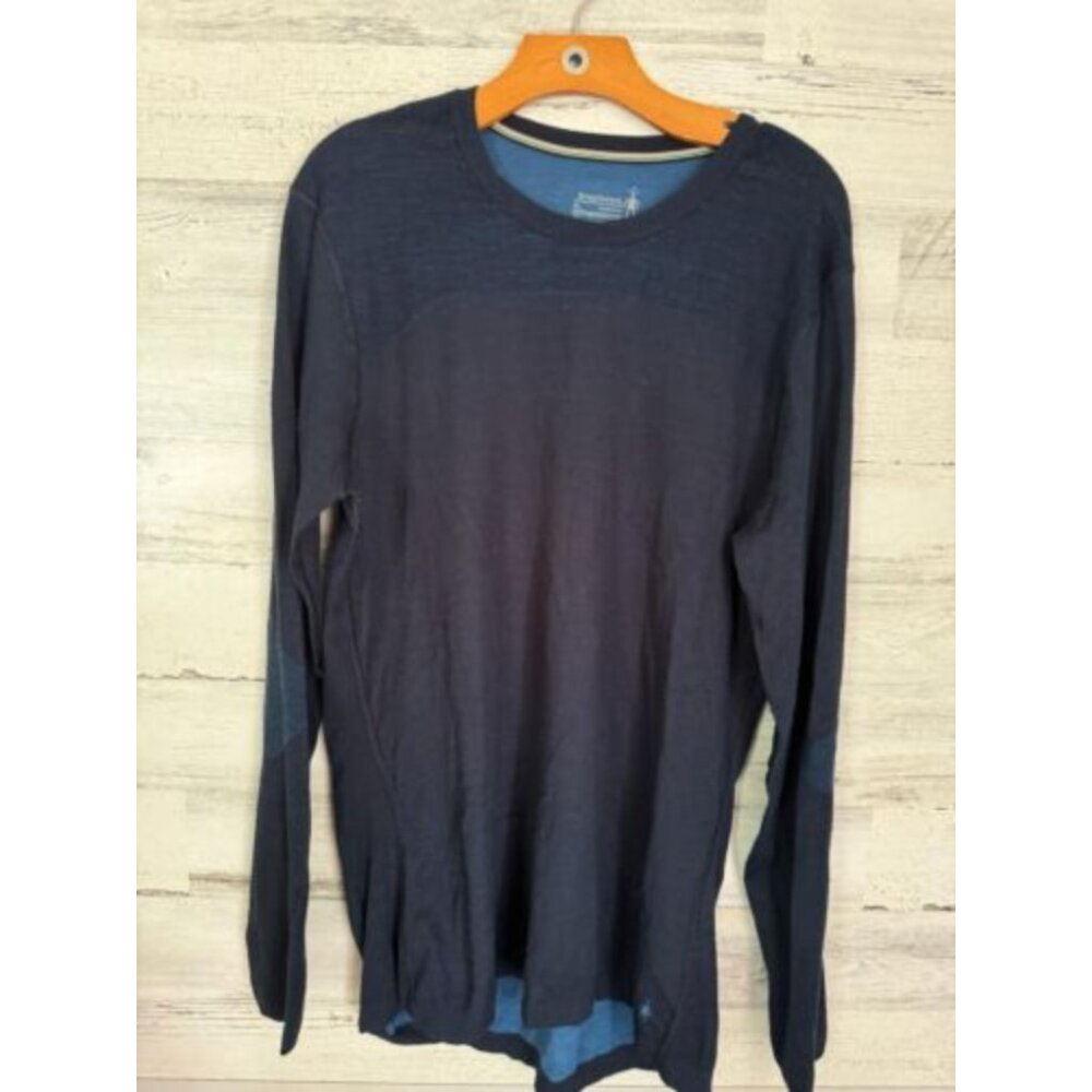 Smart Wool T-Shirt Top men’s  XL Blue Crew Neck Regular Fit Wool Long Sleeve